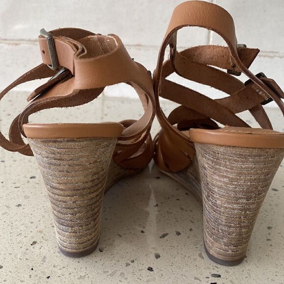 Steve Madden Venis Natural Leather Strappy Wedge Sandals Women’s Size 7.5 - Picture 7 of 13